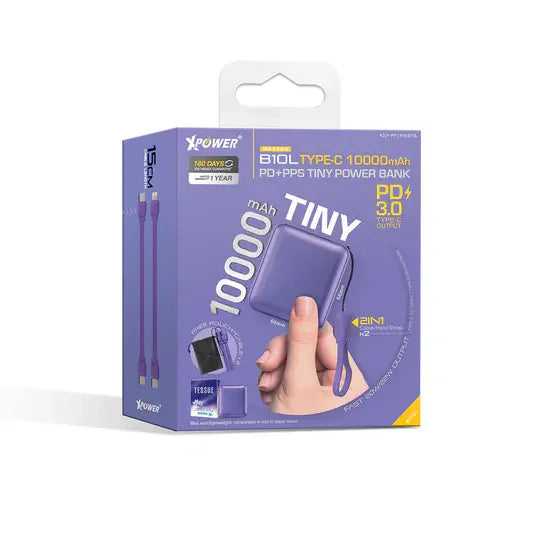 Xpower 10000mah 20w Tiny Power Bank - Purple - Tashqila Xpower 10000mah 20w Tiny Power Bank - Purple - Tashqila